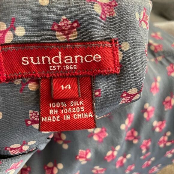 SUNDANCE A-Line Floral Dress 100% Silk Size 14 - Picture 8 of 8